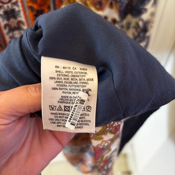 Anthropologie Maeve 100% Silk Paisley Dress Barcelona with Wide Sleeves size 8 - Picture 9 of 9